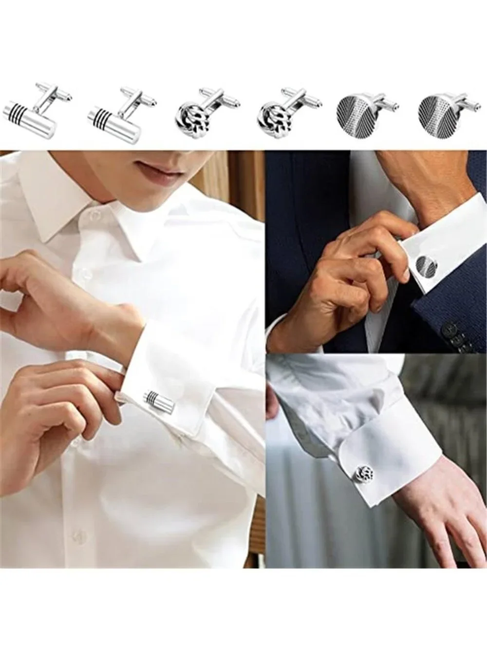 12 Pairs Men's Classic Tone Cufflinks